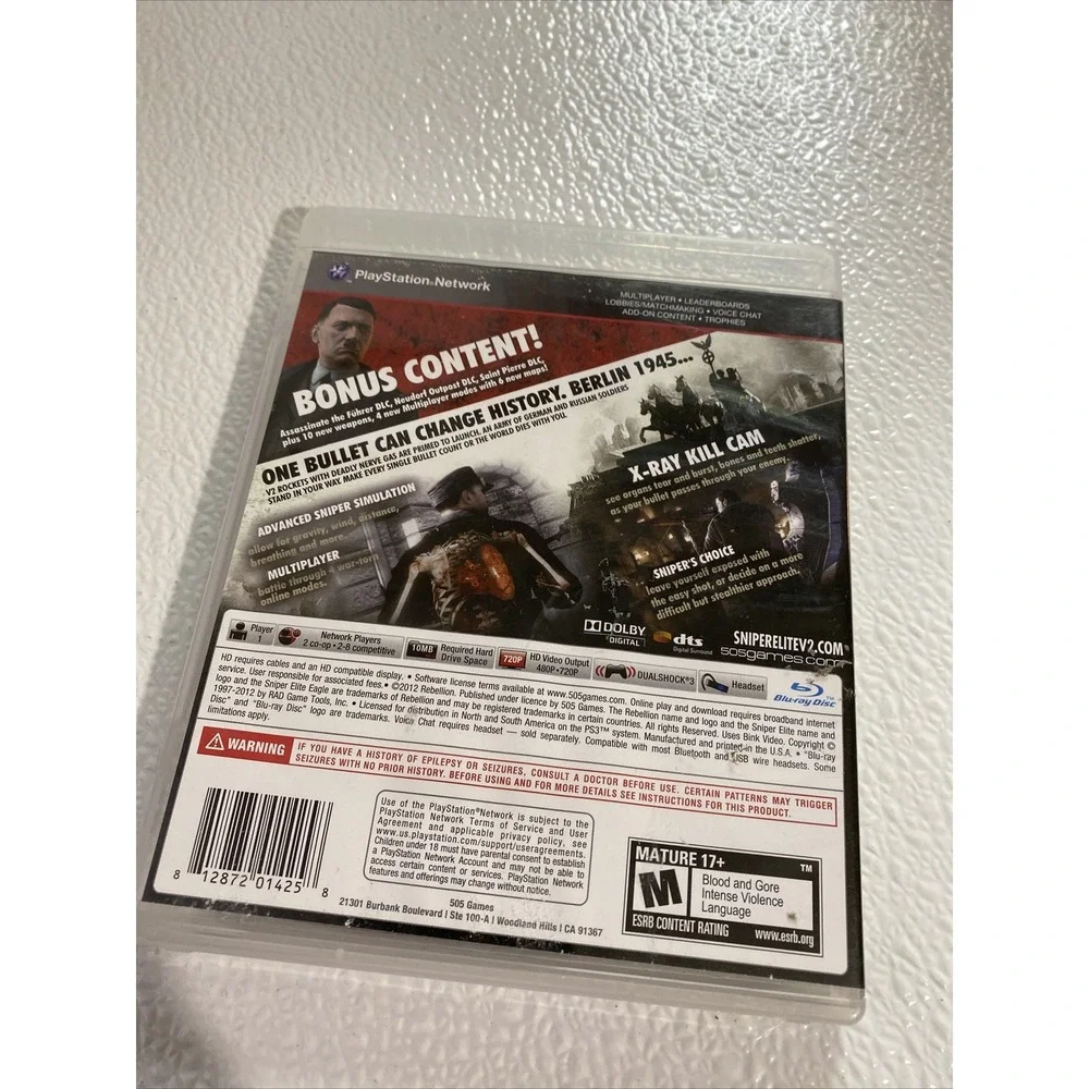 Sniper Elite V2 PlayStation 3 PS3 2012 CIB Complete Black Label‎